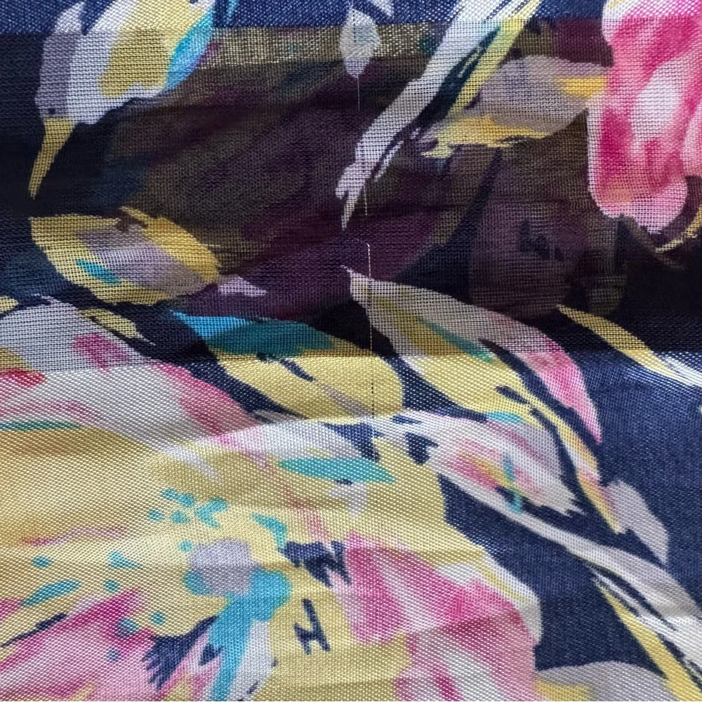 🎈 2/$5 🎈 Vintage Floral Scarf in Navy, Yellow & Pink